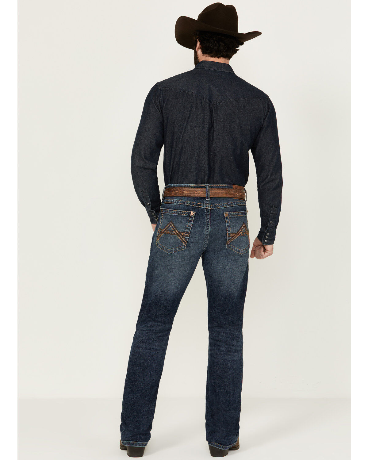 Rock 47 by Wrangler Men's Cowboy Hat Dark Wash Slim Bootcut Stretch