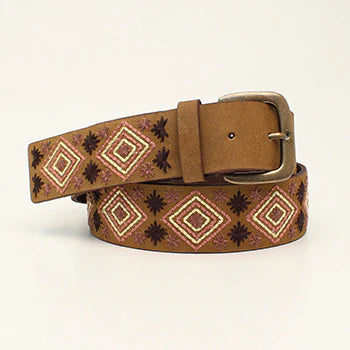 Nacona Brown Diamond Embroidered Belt