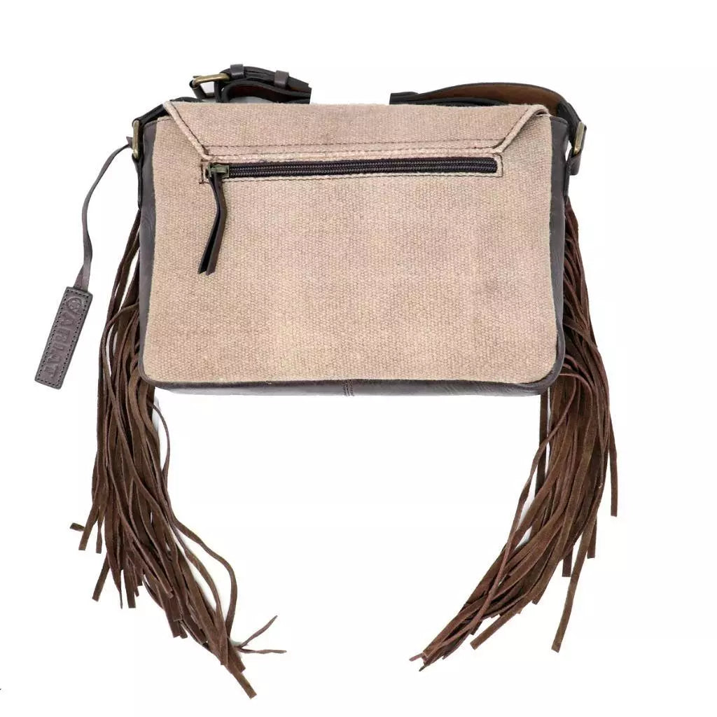 Bolso bandolera para mujer Ariat Western con bordado floral y flecos en marrón