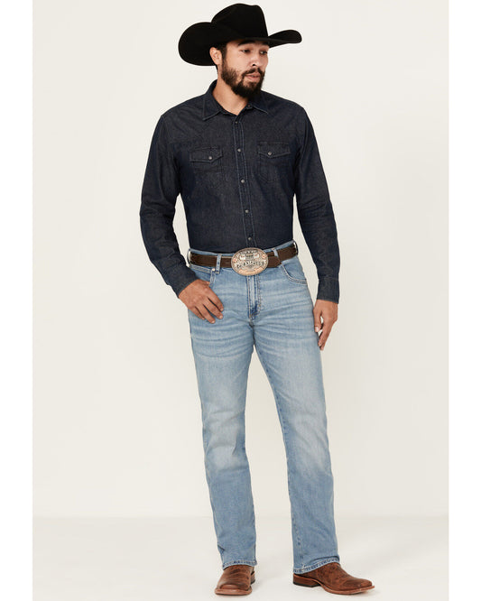 Wrangler Retro Men's Light Wash Flintlock Slim Bootcut Stretch Denim Jeans
