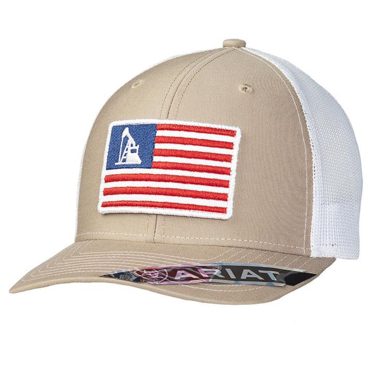 Ariat Men's Oil Ring Flag Snapback Mesh Patch Cap