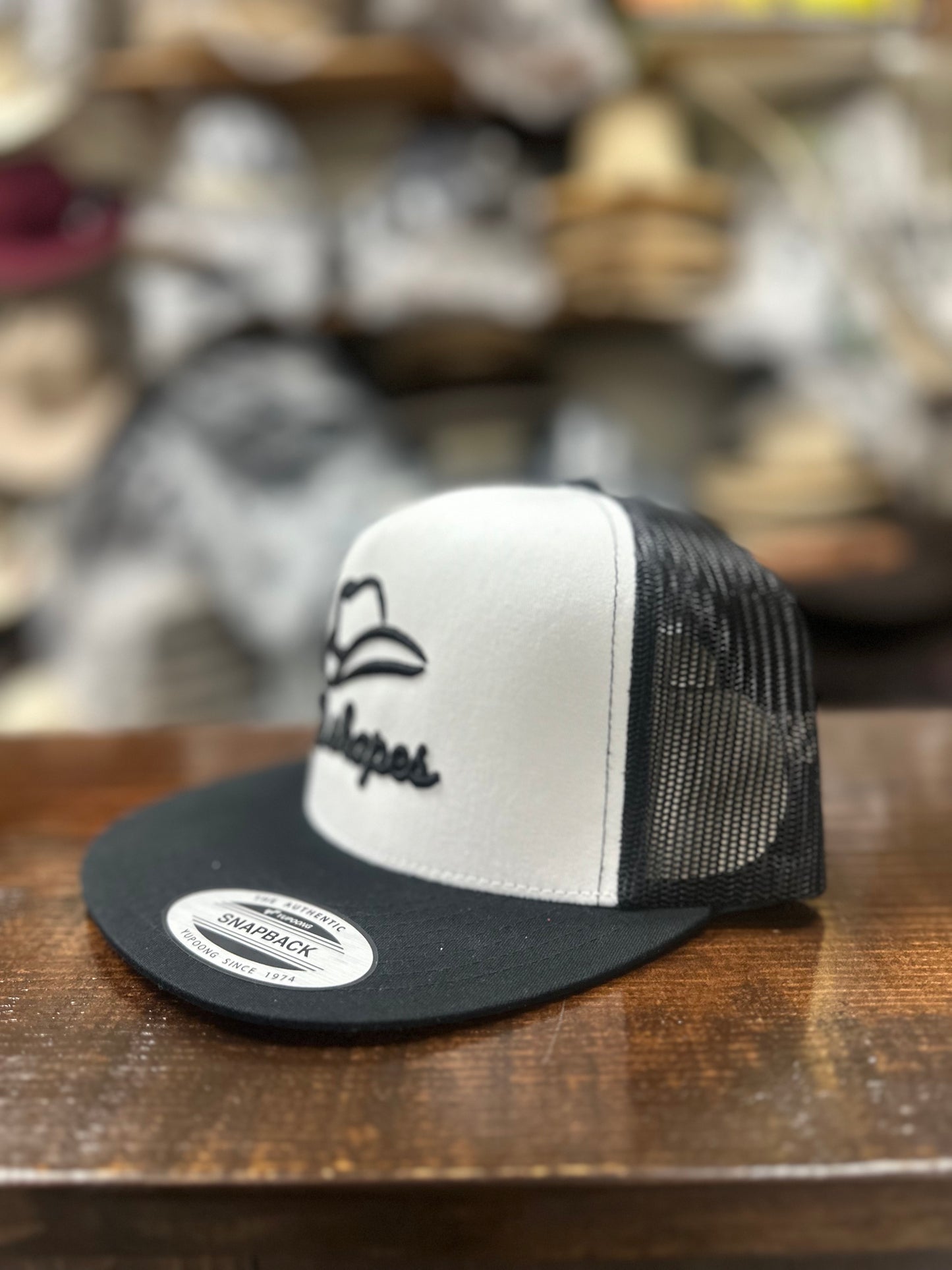 D. Shapes White & Black Trucker Hat