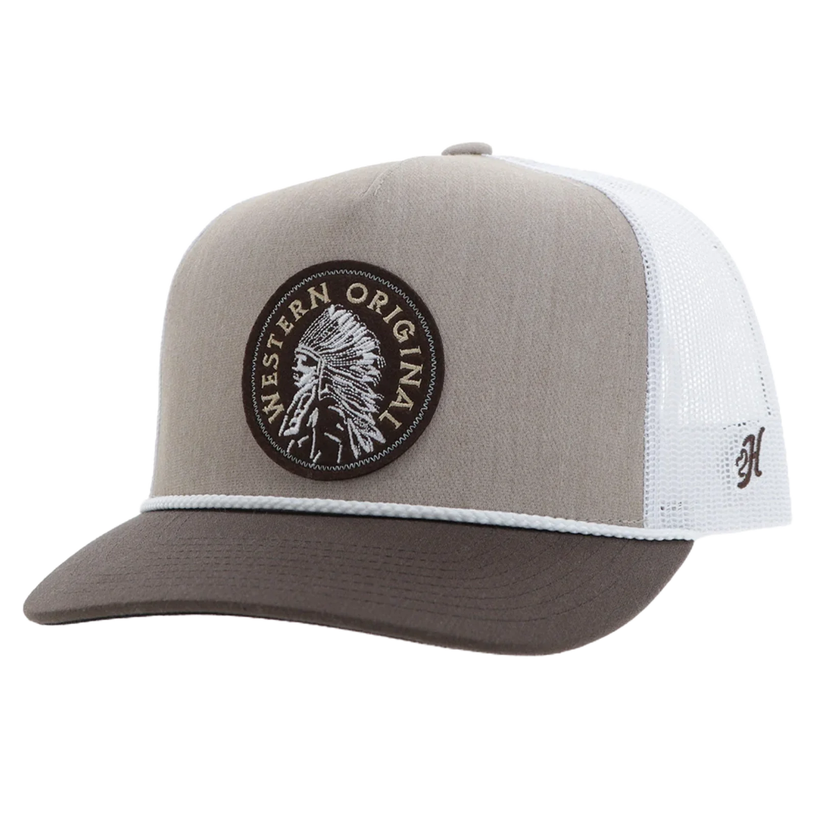 Hooey "Quanah" Circle Patch Tan & White Trucker Cap