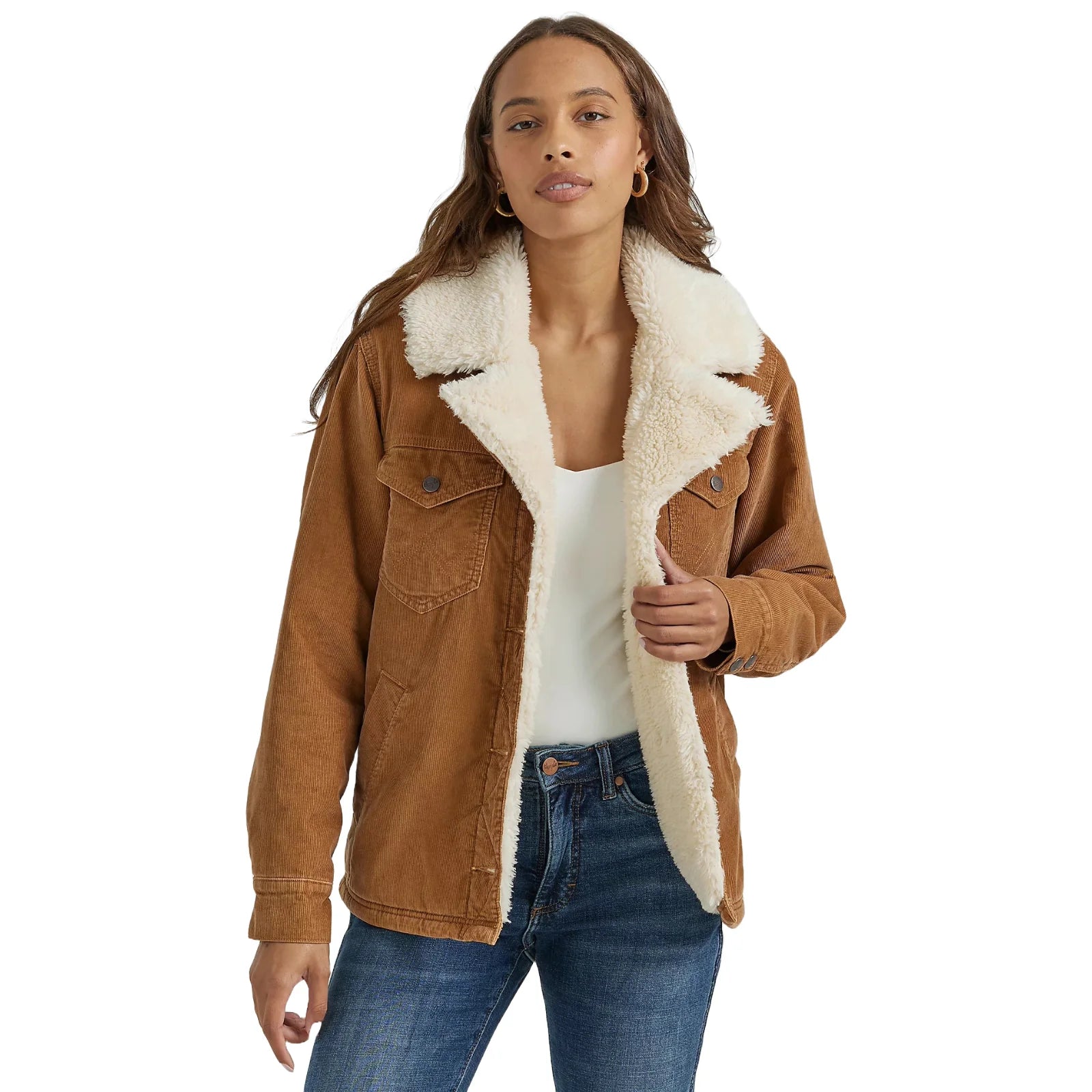 Wrangler Retro® Ladies Western Sherpa & Corduroy Tan Jacket
