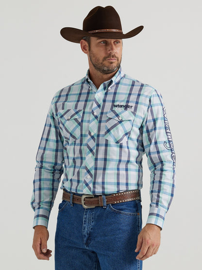 WRANGLER WRANGLER LOGO BLUE PLAID