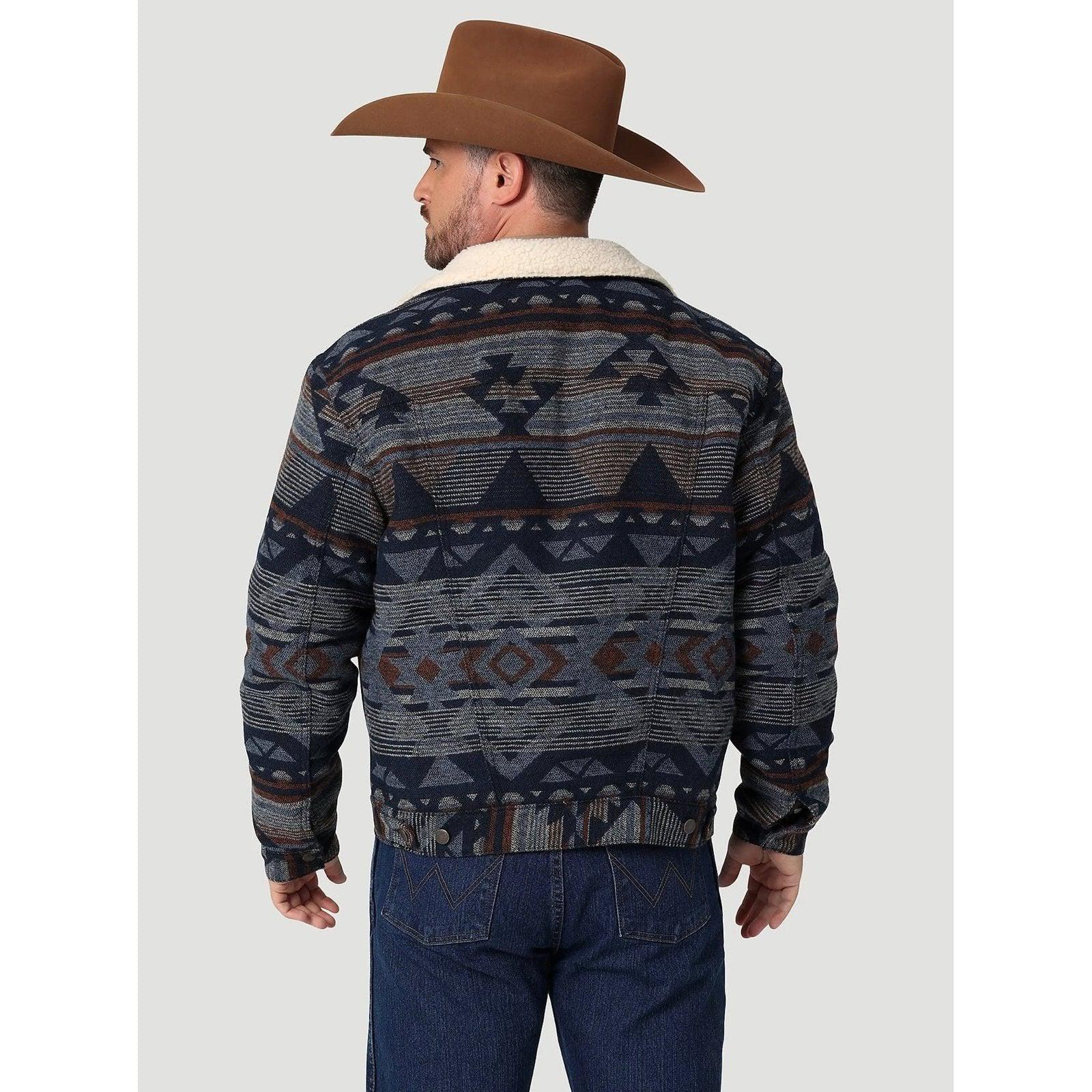 Men's Wrangler® Sherpa Lined Jacquard Print Jacket in Pageant Blue