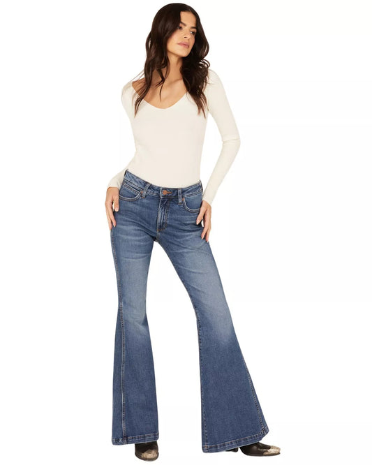 Wrangler Retro Women's Medium Wash High Rise Flare Jean